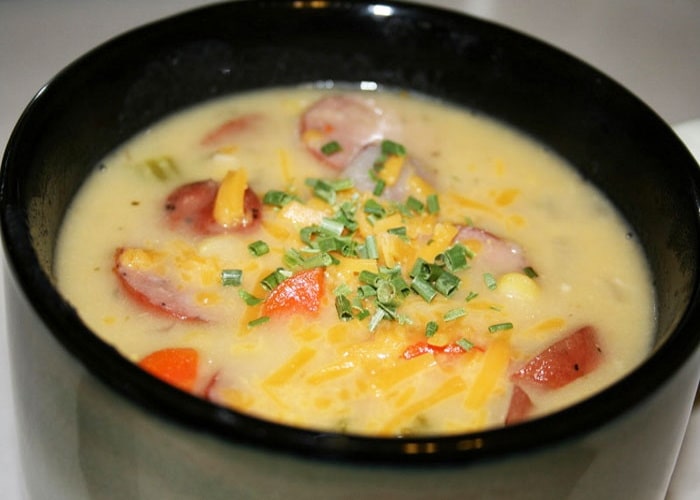Сырный суп с плавленным сыром и копчёной колбасой